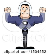 Clipart Of A Mad Buff Caucasian Male Space Guy Royalty Free Vector Illustration