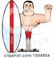 Clipart Of A Mad Buff Caucasian Male Surfer Royalty Free Vector Illustration