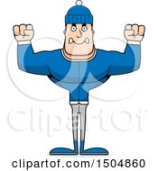 Clipart Of A Mad Buff Caucasian Man In Winter Apparel Royalty Free Vector Illustration