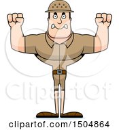 Clipart Of A Mad Buff Caucasian Male Zookeeper Royalty Free Vector Illustration
