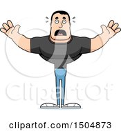 Clipart Of A Scared Buff Casual Caucasian Man Royalty Free Vector Illustration