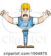 Poster, Art Print Of Scared Buff Caucasian Male Construction Worker