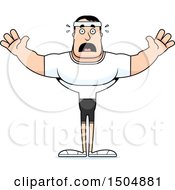 Clipart Of A Scared Buff Caucasian Male Fitness Guy Royalty Free Vector Illustration by Cory Thoman