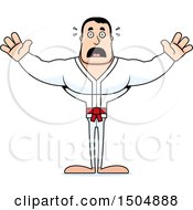 Clipart Of A Scared Buff Caucasian Karate Man Royalty Free Vector Illustration
