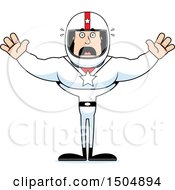 Clipart Of A Scared Buff Caucasian Male Race Car Driver Royalty Free Vector Illustration