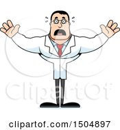 Clipart Of A Scared Buff Caucasian Male Scientist Royalty Free Vector Illustration