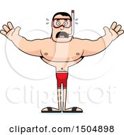 Clipart Of A Scared Buff Caucasian Male In Snorkel Gear Royalty Free Vector Illustration