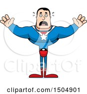 Clipart Of A Scared Buff Caucasian Male Super Hero Royalty Free Vector Illustration