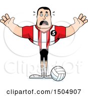 Clipart Of A Scared Buff Caucasian Male Volleyball Player Royalty Free Vector Illustration