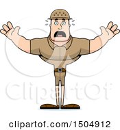 Clipart Of A Scared Buff Caucasian Male Zookeeper Royalty Free Vector Illustration