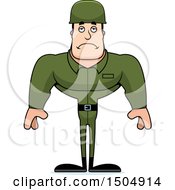 Clipart Of A Sad Buff Caucasian Male Army Soldier Royalty Free Vector Illustration