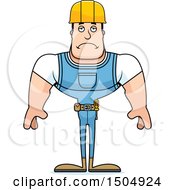 Clipart Of A Sad Buff Caucasian Male Construction Worker Royalty Free Vector Illustration
