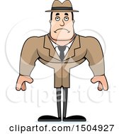 Clipart Of A Sad Buff Caucasian Male Detective Royalty Free Vector Illustration
