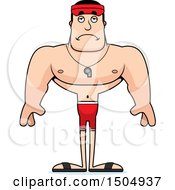Clipart Of A Sad Buff Caucasian Male Lifeguard Royalty Free Vector Illustration