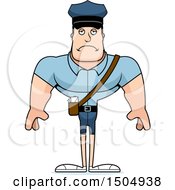 Clipart Of A Sad Buff Caucasian Male Postal Worker Royalty Free Vector Illustration