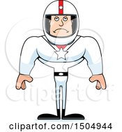Clipart Of A Sad Buff Caucasian Male Race Car Driver Royalty Free Vector Illustration