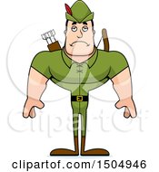 Clipart Of A Sad Buff Caucasian Male Archer Or Robin Hood Royalty Free Vector Illustration