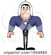 Clipart Of A Sad Buff Caucasian Male Space Guy Royalty Free Vector Illustration