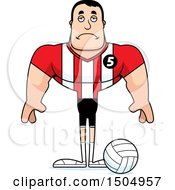 Clipart Of A Sad Buff Caucasian Male Volleyball Player Royalty Free Vector Illustration