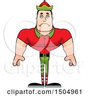 Clipart Of A Sad Buff Caucasian Male Christmas Elf Royalty Free Vector Illustration