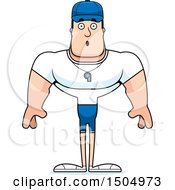 Clipart Of A Surprised Buff Caucasian Male Coach Royalty Free Vector Illustration