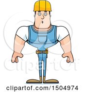 Clipart Of A Surprised Buff Caucasian Male Construction Worker Royalty Free Vector Illustration