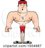 Clipart Of A Surprised Buff Caucasian Male Lifeguard Royalty Free Vector Illustration