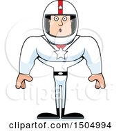 Clipart Of A Surprised Buff Caucasian Male Race Car Driver Royalty Free Vector Illustration
