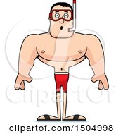 Clipart Of A Surprised Buff Caucasian Male In Snorkel Gear Royalty Free Vector Illustration