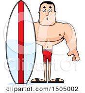 Clipart Of A Surprised Buff Caucasian Male Surfer Royalty Free Vector Illustration