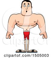 Clipart Of A Surprised Buff Caucasian Male Swimmer Royalty Free Vector Illustration