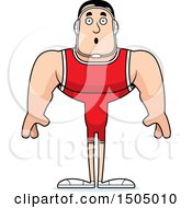 Clipart Of A Surprised Buff Caucasian Male Wrestler Royalty Free Vector Illustration