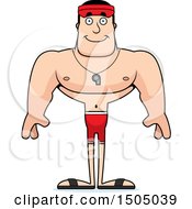 Clipart Of A Happy Buff Caucasian Male Lifeguard Royalty Free Vector Illustration