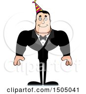 Clipart Of A Happy Buff Caucasian Party Man Royalty Free Vector Illustration
