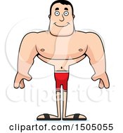 Clipart Of A Happy Buff Caucasian Male Swimmer Royalty Free Vector Illustration