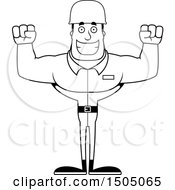 Clipart Of A Black And White Cheering Buff Male Army Soldier Royalty Free Vector Illustration