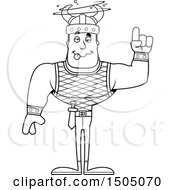 Clipart Of A Black And White Drunk Buff Male Viking Royalty Free Vector Illustration