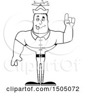 Clipart Of A Black And White Buff Male Christmas Elf With An Idea Royalty Free Vector Illustration