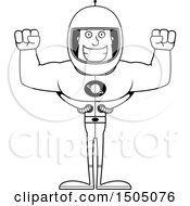 Poster, Art Print Of Black And White Cheering Buff Male Astronaut