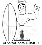 Clipart Of A Black And White Drunk Buff Male Surfer Royalty Free Vector Illustration