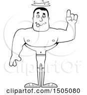 Clipart Of A Black And White Drunk Buff Male Swimmer Royalty Free Vector Illustration