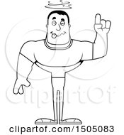 Clipart Of A Black And White Drunk Buff Casual Man Royalty Free Vector Illustration