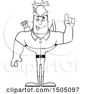 Clipart Of A Black And White Drunk Buff Male Archer Or Robin Hood Royalty Free Vector Illustration