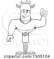 Clipart Of A Black And White Buff Male Hermes With An Idea Royalty Free Vector Illustration