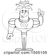 Clipart Of A Black And White Drunk Buff Male Jester Royalty Free Vector Illustration