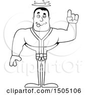 Clipart Of A Black And White Drunk Buff Karate Man Royalty Free Vector Illustration