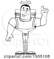 Clipart Of A Black And White Drunk Buff Male Hiker Royalty Free Vector Illustration
