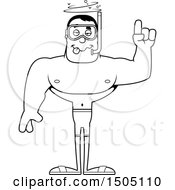 Poster, Art Print Of Black And White Drunk Buff Male In Snorkel Gear