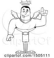 Clipart Of A Black And White Drunk Buff Male Angel Royalty Free Vector Illustration