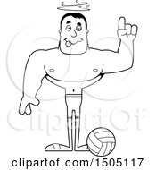 Clipart Of A Black And White Drunk Buff Male Beach Volleyball Player Royalty Free Vector Illustration